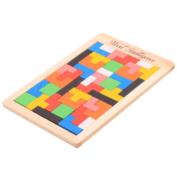 Dětské Dřevěné Tetris Puzzle Hračky Barevné Puzzle Deskové Děti Děti Hlavolam Intelektuální Vzdělávací Hračky Pro Děti Dárek