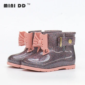 Dětské Jelly Boty Mini DD vysoce kvalitní Dívky Rainboots Děti Módní Jiskru princezna luk boty Plážové boty DD008