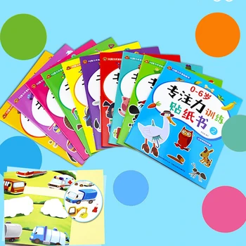 Dětské Koncentraci Vlak Sticker Book 0-6 Let Opakovaně Vložit Samolepky Knihy Vložit Dítě Puzzle Raného Vzdělávání Knih