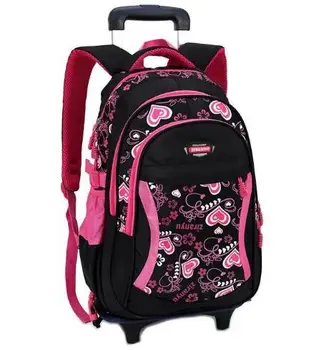 Dětský Cestovní Válcování zavazadla Tašky Školní Batoh Trolley girls batoh Na kolečkách Dívky Vozík Školní kolové Batohy Dítě