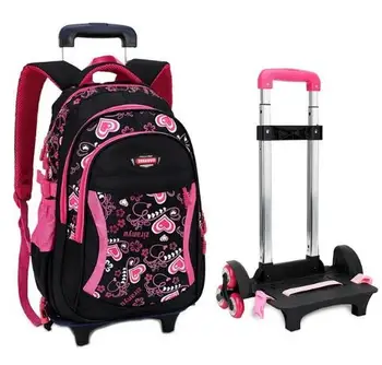 Dětský Cestovní Válcování zavazadla Tašky Školní Batoh Trolley girls batoh Na kolečkách Dívky Vozík Školní kolové Batohy Dítě