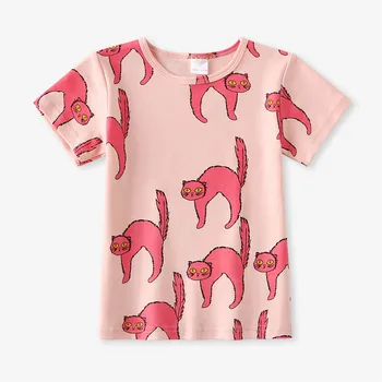 Děvčátka Šaty Batole Dívky Oblečení Sady Pro Podzimní Růžové Kočky, Holky, Šaty, Děti, Děti, Fashion tričko + Šaty Pro Dívky