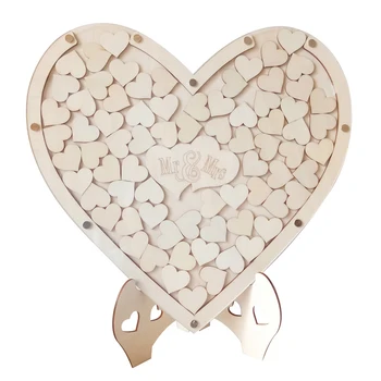 Dřevo Srdce Svatební Láska Guestbook Výročí Displej Stojan Stojan Evropský Styl Personalizované Dřevěný Rám Obrazu Dekorace