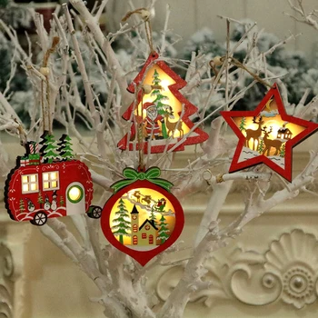 Dřevěné Barevné Světlo emitující Malý Přívěsek/Vánoční Dřevěný Svítící Přívěsek/Domů Decor/DIY Dům/Vánoční Strom Přívěsek