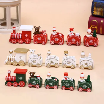 Dřevěné Hračky Pro Děti Nové Vánoční Vlak Děti Pokoj Dekor pro Domácí Dítě, hračky, dárek, ornament Dárek pro Vánoční Fotografie rekvizity