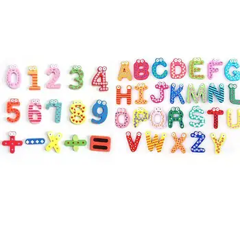 Dřevěné Karikatura Čísla, Magnety na Lednici Abecedy, Lednička Magnetická Písmena a Čísla, Hračky (Písmena + Čísla)