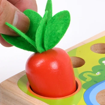 Dřevěné Montessori Baby Hračky 0-12 Měsíců Chytit Červy Sklizeň Mrkve Hry Vzdělávací Hračky Pro Děti, Legrační Děti, Rané Učení