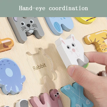 Dřevěné Montessori zvířecí abeceda, puzzle, kognitivní palubě hračky dětské dřevěné puzzle early learning, dítě, vzdělávací hračky
