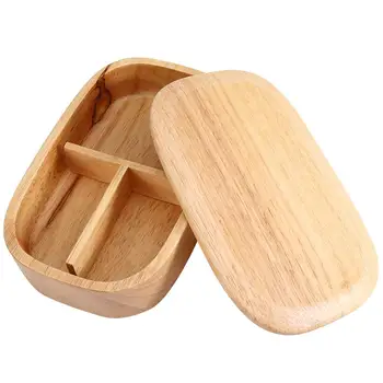 Dřevěné Oběd Box Pro Skladování Potravin Nádoby Školní Piknik Náměstí Bento Box Nádobí Student Dřevěné Krabici Na Oběd