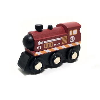 Dřevěný vlak magnetické odkaz může být připojen k dřevěné vlakové soupravy sledovat hračka pro děti puzzle rukou tlačit jemné autíčko