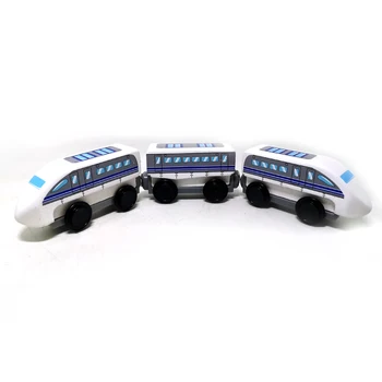 Dřevěný vlak magnetické odkaz může být připojen k dřevěné vlakové soupravy sledovat hračka pro děti puzzle rukou tlačit jemné autíčko
