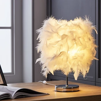 E27 Noční Stolní LED Lampa Peří Romantický Obývací Pokoj Ložnice Noční Světlo psací Stůl