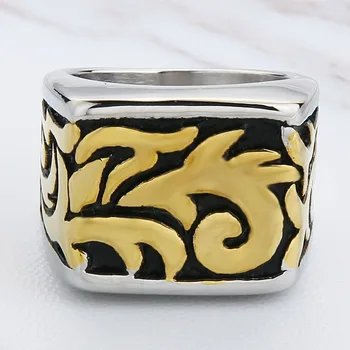 EdgLifU Man Band Prsten Geometrické, Květinové Obrázek Motorkářské Prsteny Prst šperky pro Muže z Nerezové Oceli Cool Silver Black Ring Šperky