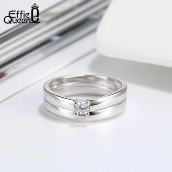 Effie Královna Real 925 Sterling Silver Pár Prsteny, Svatební Kapela S AAAA Zirkon Žen Muži Šperky Zásnubní Večírek Dárek BR197