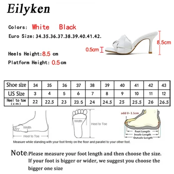 Eilyken Nejnovější Populární Tkát Gingham Pevné PU Kůže Open Toe Venkovní Dámské Pantofle Stiletto Lady Boty Sandály Velikost 35-41