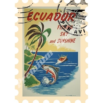 Ekvádor suvenýr magnet ročník turistické plakát