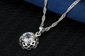 Elegantní 925 Sterling Silver Kubické Zirkony Náhrdelník&Náušnice Přívěsek Šperky Soupravy Ženy, Svatební Dary
