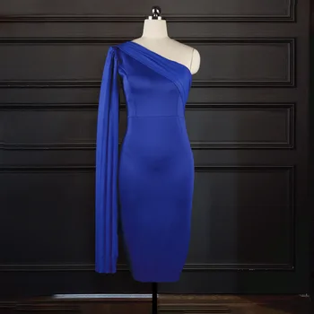 Elegantní Ženy Pevné Slash Neck Solidní Střední-tele Šaty 2021 Jaře Nové bez Rukávů Skládaný Plášť Bodycon Plus Velikosti šaty Šaty