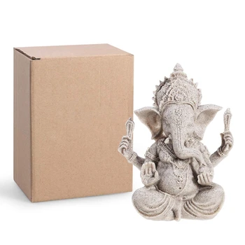 Elephant Socha Socha Pískovce Buddha Ganesha Ručně Figurka