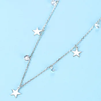 ELESHE 925 Sterling Silver Star Přívěsek Náhrdelníky Oslňující Zirkony Řetěz Náhrdelník pro Ženy, Svatební Šperky Dárek