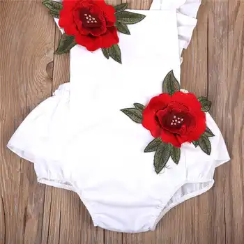Emababy Novorozené Dítě Dívky Vintage Květinový Embroideried Květinové Šaty Bez Rukávů S Hlubokým Výstřihem Romper Kombinéza Oblečení Oblečení