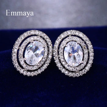 Emmaya Klasický Design Vícevrstvé Kolo S Vynikající Krychlových Kamene Elegantní Náušnice Ženy Módní Dekorace Na Svatební Párty