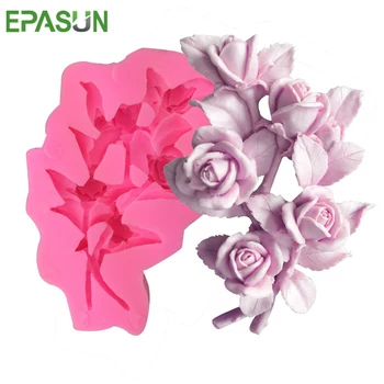 EPASUN 3D Mýdlo Formy Květina Fondant Rose Savon Dělat Cukroví Silikonové Formy Sugarcraft Jabon Gumpaste Dort Zdobení DIY Nástroje