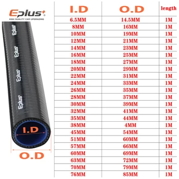 EPLUS ID 18 mm OD 27MM auto Silikonové hadice Vysoce kvalitní Chladič intercooler univerzální pletená trubice 1 metr Červená Modrá Černá
