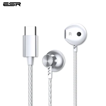 ESR Sportovní Sluchátka Typ-C Rozhraní Drátové Super Bass 6D Redukce Šumu Crack Headset Sluchátko s Mikrofonem pro Xiaomi Huawei