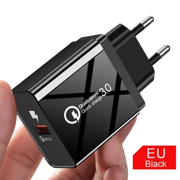 EU NÁS USB nabíječka pro iphone X 8 7 6 huawei, xiaomi rychlé nabíjení QC4.0/3.0 5V/3A, adaptér pro nabíjení FCP/VOOC/DASH/QC3.0/QC2.0