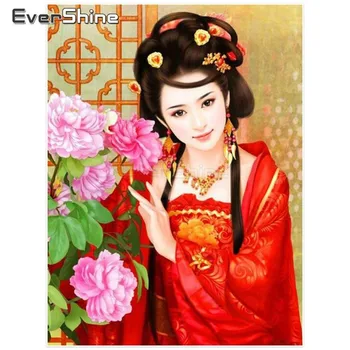 EverShine 5D Plné Kolo Diamond Malování Klasické Krásy Obrázky Kamínky Diamond Výšivky Čínském Stylu Zdi Dekor