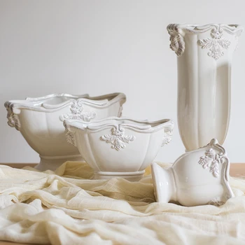 Evropské Velkého Květináče Keramické Bílé Luxusní Starožitný Porcelán Vintage Psací Stůl Sochařství Bonsai Macetero Balkon Dekorace E5