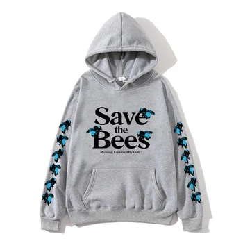 Evropě a Americe Hot Prodej Zachránit Včely Pánské a Dámské s Kapucí Svetr Street Trend Plus Samet s Kapucí Dlouhý Rukáv Košile