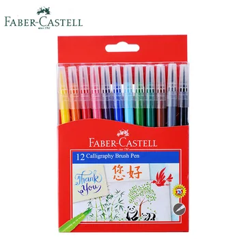 Faber Castell Akvarel Aquarell Kaligrafie Kartáč Značky Soft Tip Kreslit Grafické Značky Založené Barevné Manga Pen 12 Barev