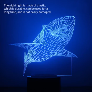 FangNymph 3D Kreativní Žraloka Noční Světlo Barevné LED Zvířecí Vzor Stolní Lampy Pro Ložnice Lůžka, dětský Pokoj, Bar Deco Dárek 1ks