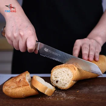 FINDKING AUS-10 damašek oceli Sapele dřeva rukojeť šipka vzor damašku nože 8 cm nůž na Chléb 67 vrstev kuchyňské nože