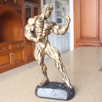 Fitness muscle man nastaví kulturistika sportovní soutěže trofeje, box figurky, sochy, plastiky, posilovna dekorace