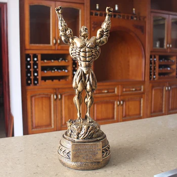 Fitness muscle man nastaví kulturistika sportovní soutěže trofeje, box figurky, sochy, plastiky, posilovna dekorace