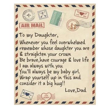 Fleece Deka pro Moji Dceru, Syna, Ženy Dopis Tištěné Deky Air Mail Přikrývky 54DC