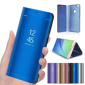 Flip Inteligentní Zrcadlo Telefon Kryt,pouzdro Pro Xiaomi Redmi 6 Pro Redmi6 A 6A 6Pro Tvrdé Kůže Clear View Stojí modrá růžová Zpátky Případech