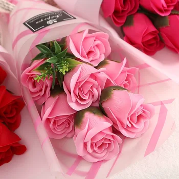 Flone Umělý 7 Hlav Rose Mýdlo květ Falešné Květiny, Den matek, Valentýn Qixi Festival, Dárek, Dárek, krabice, Domov, Dekorace