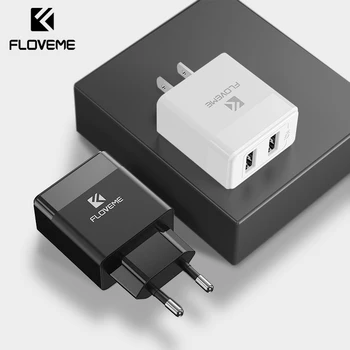 FLOVEME EU/US Plug USB Nabíječka 2.4 A Mobilní Telefon, Nabíječka Adaptér pro Xiaomi, Samsung, iphone, Tablet, Přenosné Zdi Cestovní Nabíječka