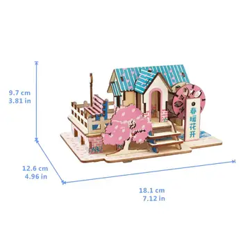 Flower House DIY 3D Dřevěné Puzzle Woodcraft Montážní Sada Řezání Dřeva Hračky Pro Vánoční Dárek 3149