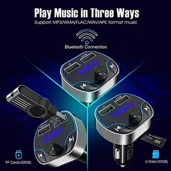 FM Vysílač Handsfree Bluetooth 5.0 Auto Kit MP3 2.4 Modulátor Dual USB Nabíječka FM S Rádiovou Přehrávač Auto K4N1