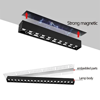 Framless Magnetické Lampa Krytý Kuchyň Foyer Stropní Downlight Dekor 90RA Reflektor Stmívatelné Zapuštěné LED Magnet Držák Světla 220V