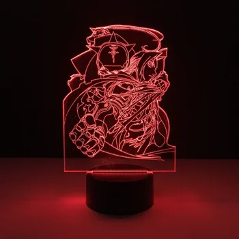 Fullmetal Alchemist 3D LED Noční Světlo 7 Barev Měnící Lampy Pokoj Dekorace Akční Obrázek Hračky Pro Narozeniny, Vánoční Dárek