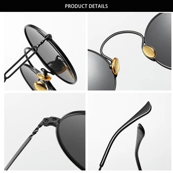 FUQIAN Luxusní Malé Kulaté Polarizované Muže, sluneční Brýle Značky Design Steampunk Ženy, sluneční Brýle Anti Blue Ray Brýle