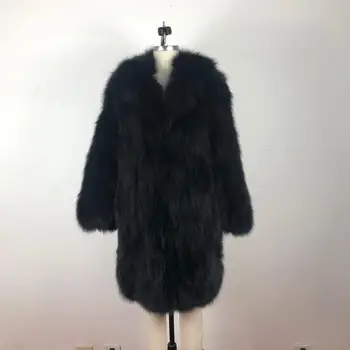 Furealux Nové Vysoce Kvalitní Real Fox Kožešiny Kabát Pro Ženy Černá Přírodní Módní Kožešinové Bundy a Kabáty, Teplé Zimní Výprodej Velkoobchod