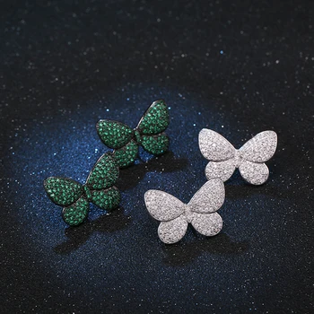 GAOLA Módní Mikro Zpevněné Zářící Malé Zelené Zirkony Hmyzu Motýl Tvar Ušní Doplňky pro Dívky