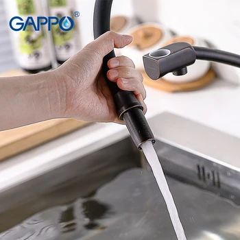 Gappo NÁS kuchyňský dřez kohoutek 3, jak vodní filtr klepněte na černé mosazi kitchen mixer, Kuchyňské natáhl Kohoutek Kuchyň Jeřáb Mosaz mixer